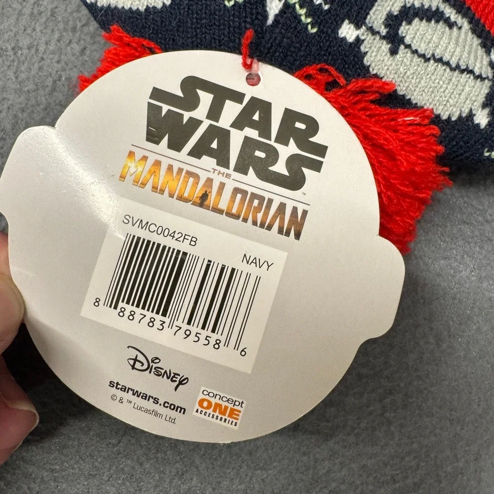 Star Wars Beanie Kids One Size The‎ Mandalorian Grogu Red Blue Fair Isle NEW